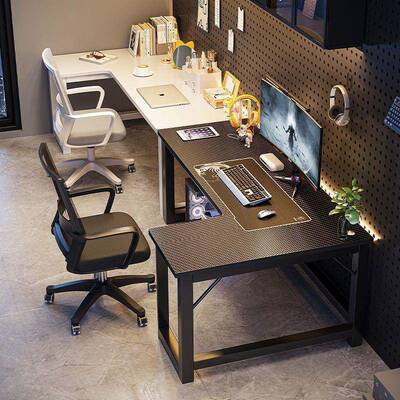 转角电脑桌电双人式家竞用拐角式书桌桌书架BQJ组合卧室L型办公台