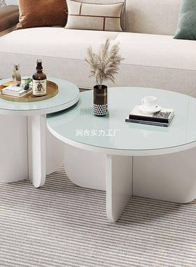 客厅家STX用简圆形桌子玻璃茶几钢化玻璃现代小户型出约租小茶屋