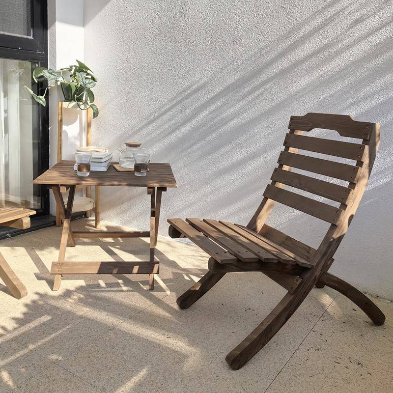 9户桌椅外阳台折叠携桌子复古小木桌庭院矮方桌F77T6M9M室外便W式