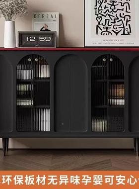岩板餐边柜简约寂现代客置厅茶水酒柜复古物UTS柜玄关柜宅风黑色