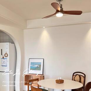 智能风扇灯原木大风力无极调光中古复古客厅卧室静音吊扇灯餐厅灯