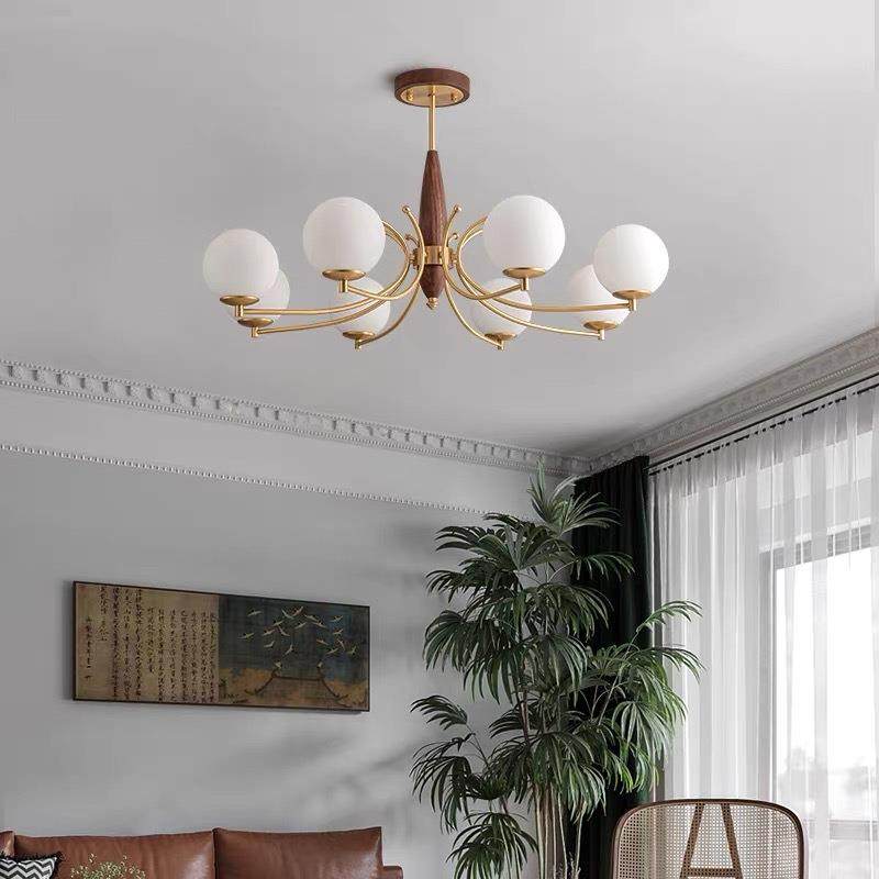 新中式吊灯灯32客厅主大气代中古简现轻奢全铜胡桃木卧室餐约厅灯,家装灯饰光源,智能吊灯,淘宝优惠券,粉丝福利购,淘宝优惠卷