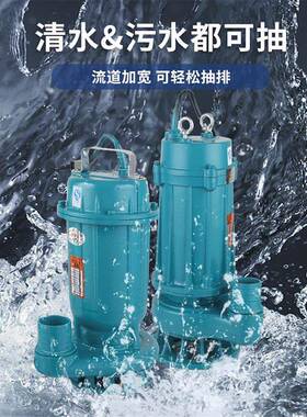 小型手提2式潜VHZ水泵临时抽水泵20小V380V立式污泵型泵坑排使用