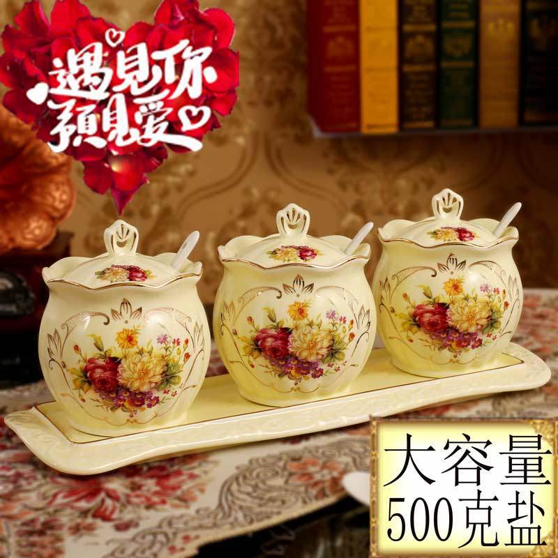 包邮欧式调味罐陶瓷创意厨房调味瓶调料盒佐料调料盒装盐大容量50