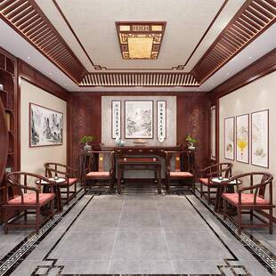 SKS实木供桌新中式全实木堂六件套卯案台桌条八仙桌榫条凳神台中