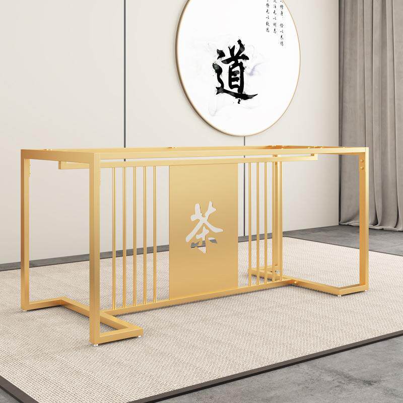玻铁艺漆中式茶字桌脚板架岩板大理茶字中式石烤瓷砖璃大泡茶洽谈