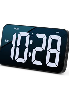 大字LELD500D声控闹钟镜面LD音乐时E钟两组闹钟开两关挂钟台挂用