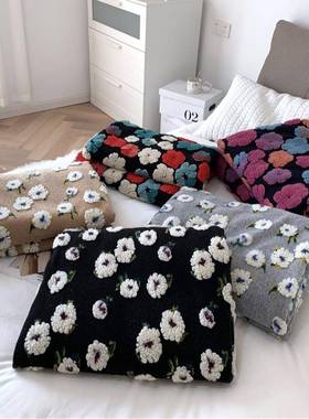 秋豆冬立体办提花520g豆绒毛毯保暖冬季加厚公室AM午睡单人盖毯