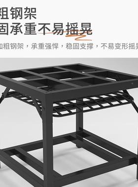 餐F99859M8烤桌家火用厅桌吃饭桌子可折叠烤火架子不锈钢正方形冬