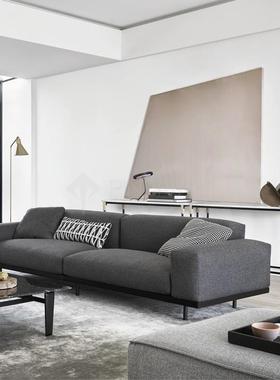 式意端极简直PGB排双三人绿色科技布高大气设计师款实木沙发组墨