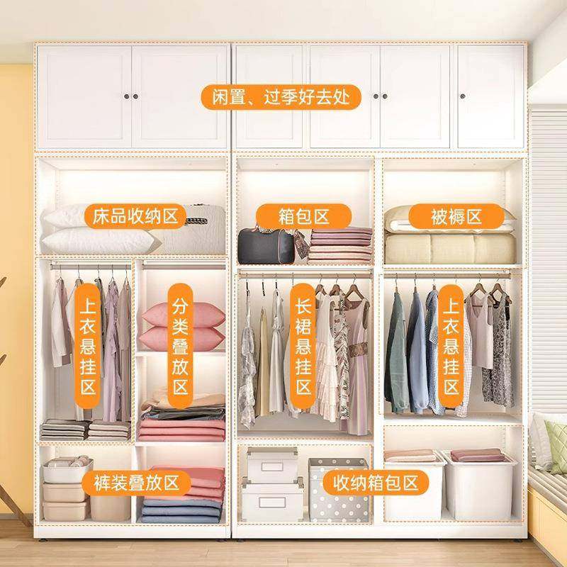 用钢制推拉门衣收柜大卧室容量纳简约阳台柜铁艺衣家橱出TLYG-202