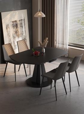 意式极简岩板餐椅方组合可旋转桌伸缩圆两现用代简约轻奢MYJ360家