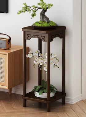 客厅电QVW视置柜两边摆设花实木中花式台架阳台家用落地式室内物