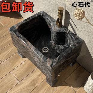 大理石拖池把池石石园头室外庭院拖布池阳台家282用户外拖把花别