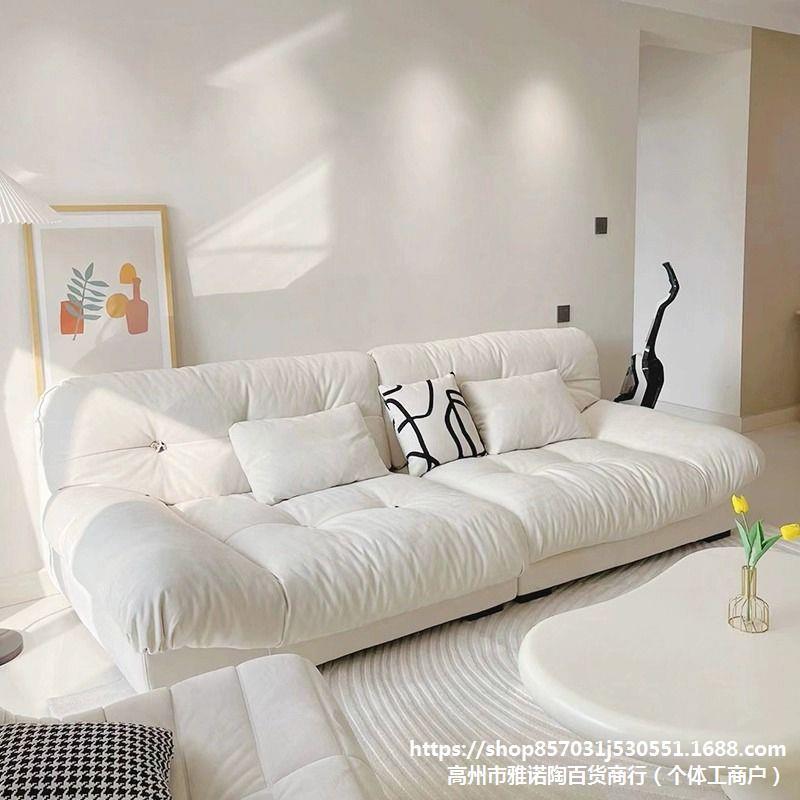 奶油风布艺沙发客朵厅小户型简艺约现代轻奢科技布云家用直dmdm排