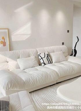 奶油风布艺沙发客朵厅小户型简艺约现代轻奢科技布云家用直dmdm排