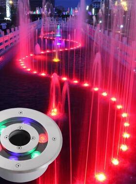 场地喷泉七灯嵌入式埋地涌泉灯1旱2V24V彩防水环形中孔水底灯9DY0