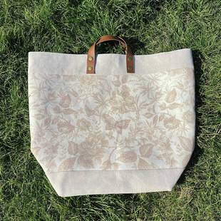 799unlife2025新品 米色玫瑰N棉麻帆布收纳包束口多用途0帆布包SBF
