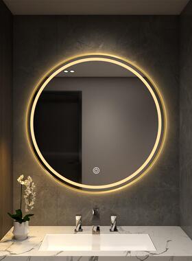 带框le镜d圆圆子形化F9687HST妆镜带灯梳妆台壁挂浴新品智能镜卫