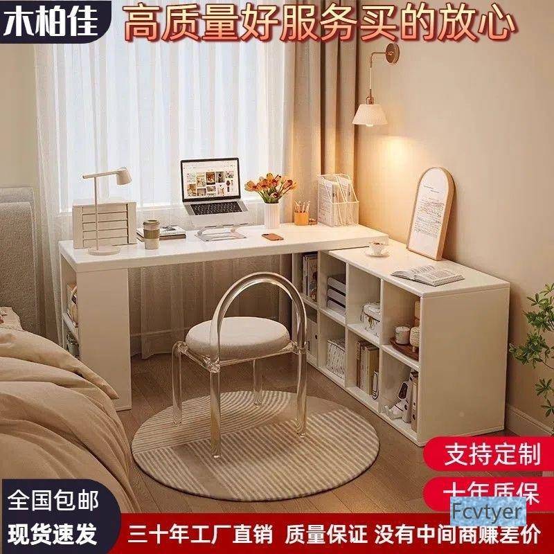 缘屿沁工作实转角书桌书架小户型卧JDN室一女生电桌脑桌体子家用