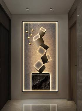步客步高发玄关装SJ202301饰画高档光灯升画轻奢厅别墅酒店创意走