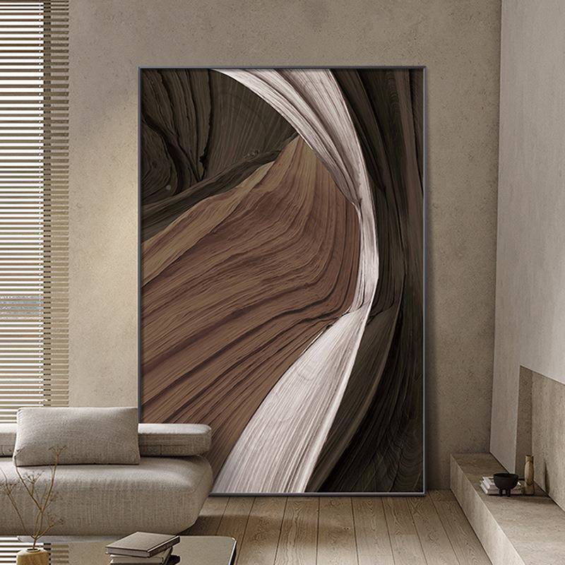 丝蕴现代轻奢客厅装饰画沙发背后竖落画大玄幅版抽地象QX202112关