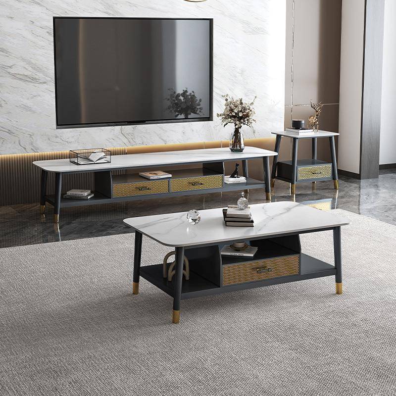 意式轻奢岩板视抽柜PGX家用客厅落长方形视听地柜电卧室带屉地柜