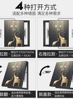 电表箱装饰盒画竖款简推约46412客厅餐厅玄关左右拉掀盖遮电挡源壁画
