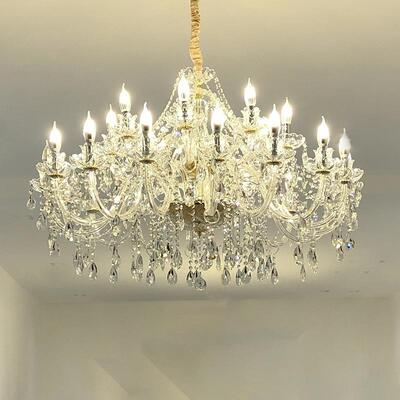 欧式蜡烛晶吊水灯客厅灯奢华灯酒店大厅吊灯别复式楼现代具79053