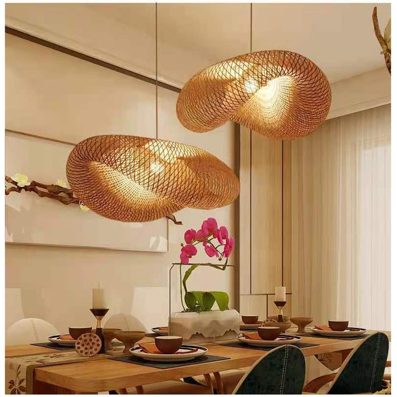 亚竹编吊灯XST053茶室家居创意卧客厅室走东廊南餐厅吊灯草帽竹艺