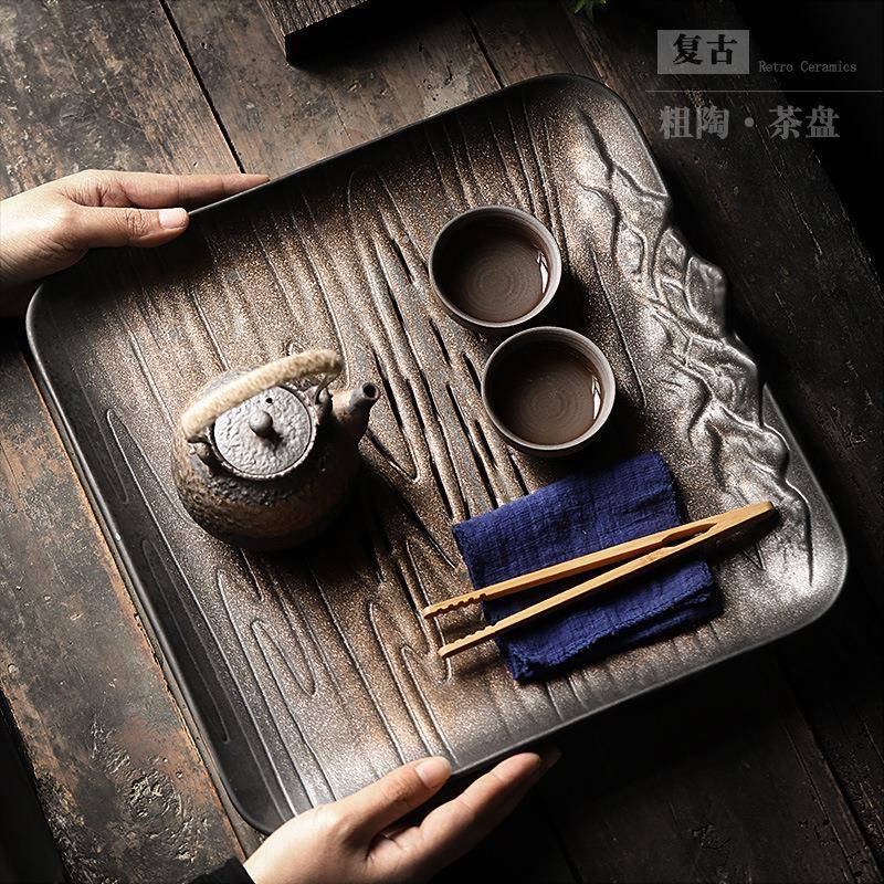 陶瓷茶盘管家用客式厅茶台简约储水式茶排托盘带水小cp-21032型中