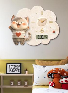 奶风熊猫创意挂钟万历电子钟表客厅餐厅卡通202年油新款挂XY74787