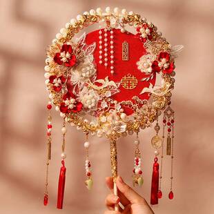 结婚新娘团喜香风槟古双圈成扇品中式 婚礼秀禾792扇手工扇材料包