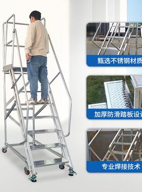 修不锈钢登步高平梯移动检平台梯子工业67290踏台取货焊接不锈钢