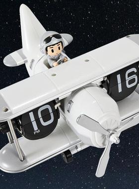 妙欧式复古页钟桌UIA面家用座刻自动翻页时钟摆钟钟跨境翻工厂钟