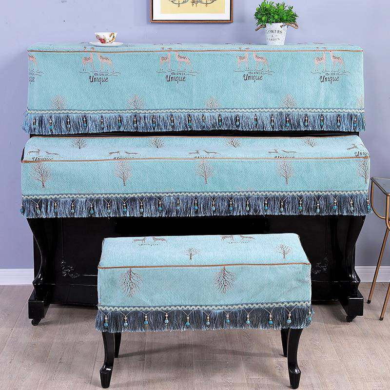 钢琴罩半欧式三钢件套新款电琴披巾套罩半包防尘布艺柜式钢UCQ琴