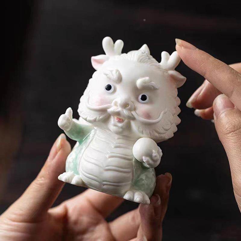 创意陶瓷国潮神兽青茶宠汽爱吉祥物车摆件龙饰BCP品家可居办公室
