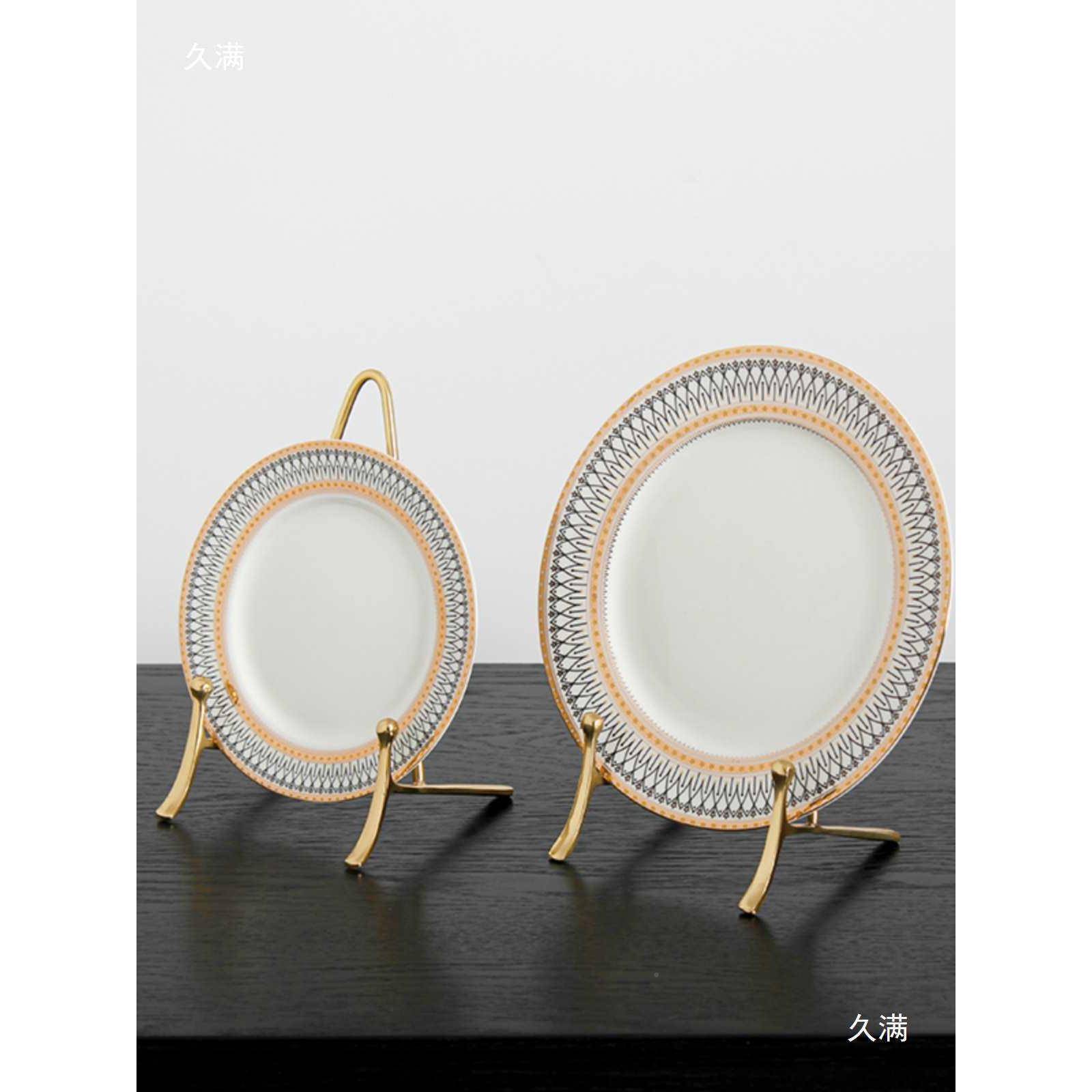 手SVN架工黄盘盘子支架饰展示装盘架日式复古茶饼架托架画挂架