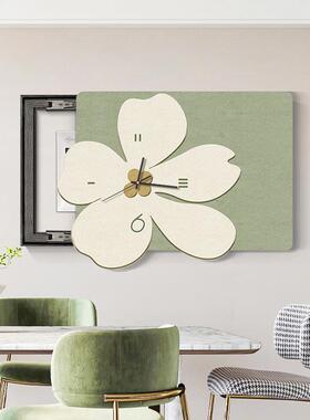 电表装饰画带箱钟表免打孔配现电OYF箱遮挡代简约壁小清新挂画画