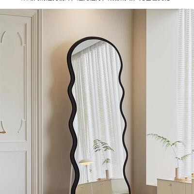 古FS759546网大红波浪中全身镜家用落镜挂墙女生卧室贴地墙穿衣镜