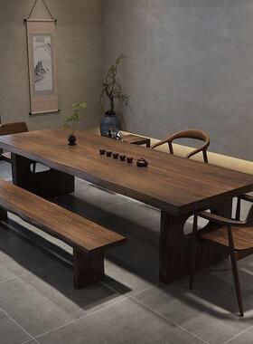 轻奢茶桌实木板家庭一GSU体大板茶整桌一套客厅新大款新中式儿童