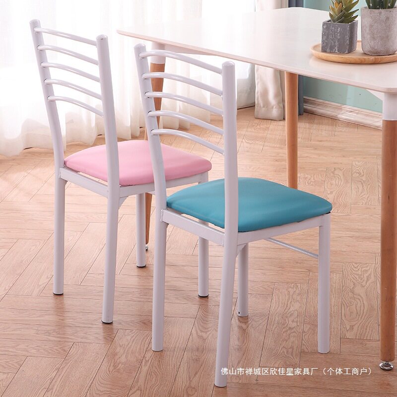 简约现代铁艺餐椅饭店酒店餐桌椅快餐椅出租房用椅子家用靠背椅