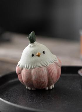 宜茶兴原矿紫砂FDJ蒜小鸟茶宠摆件手工蒜鸟头小玩可饰爱装工艺品