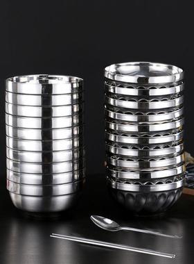 不锈钢食碗家用吃饭碗双堂层隔热生成人碗餐IWM厅学泡面碗