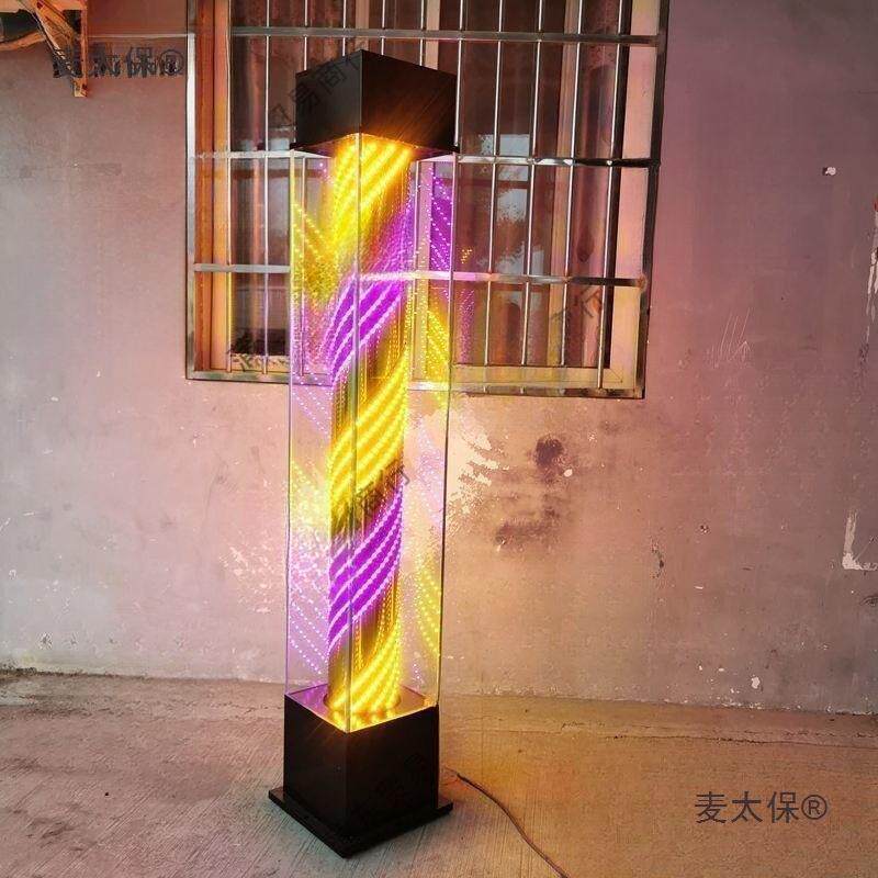 理发店转灯XLB落户外防水发可廊标彩志地灯炫玻璃美发店灯箱批麦
