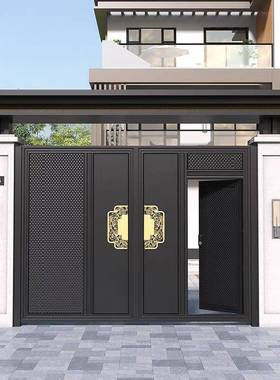 新中式母复古气门质墅大端LBQ别庄大气复古移门子门左右双开大门