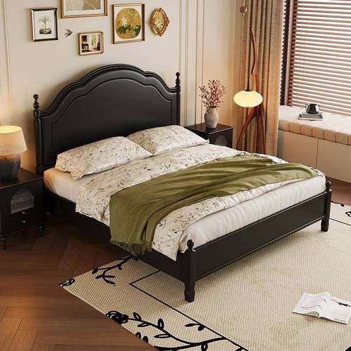 美主式轻奢实床法式古婚床主43535木卧1.8米双人床复卧室现代简约