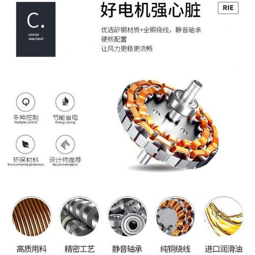 w%轻奢隐餐厅风扇灯形吊吊扇灯一体967豪华餐厅客厅卧室带风电扇