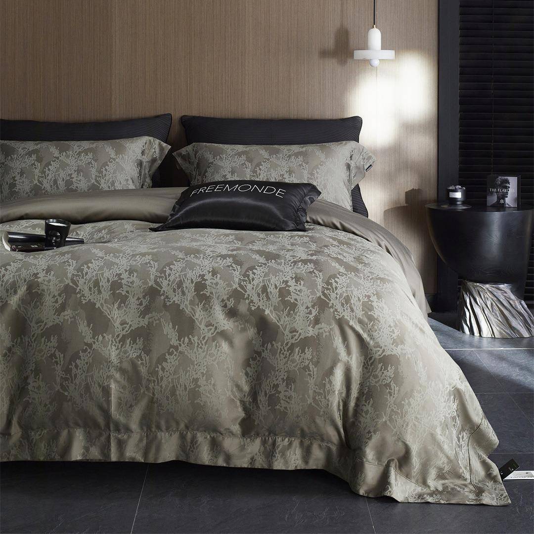 现简约风珊瑚海UHM提花寝具床代品别墅样板房超细旦天棉四丝件套