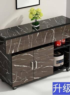 仿大理4石伸缩折餐桌长形现代简约家SOJ用小户型吃饭叠桌方子6人